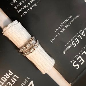 PPF 3CTTW 14KWG diamond engagement ring and band